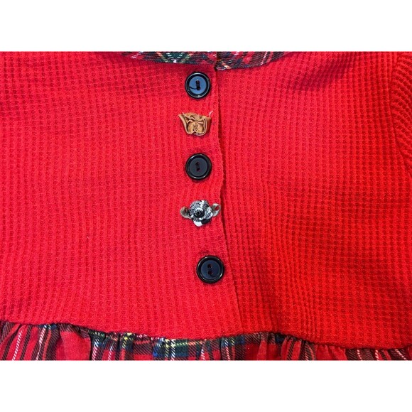 Vintage K Too Red Plaid Girls Toddler Dress Waffle Knit Christmas Holiday - Picture 5 of 5